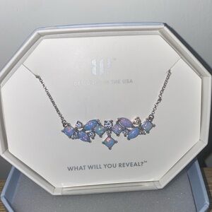 SOLD!!!! Bomb party necklace. Light blue fire opal and rhodium plating!